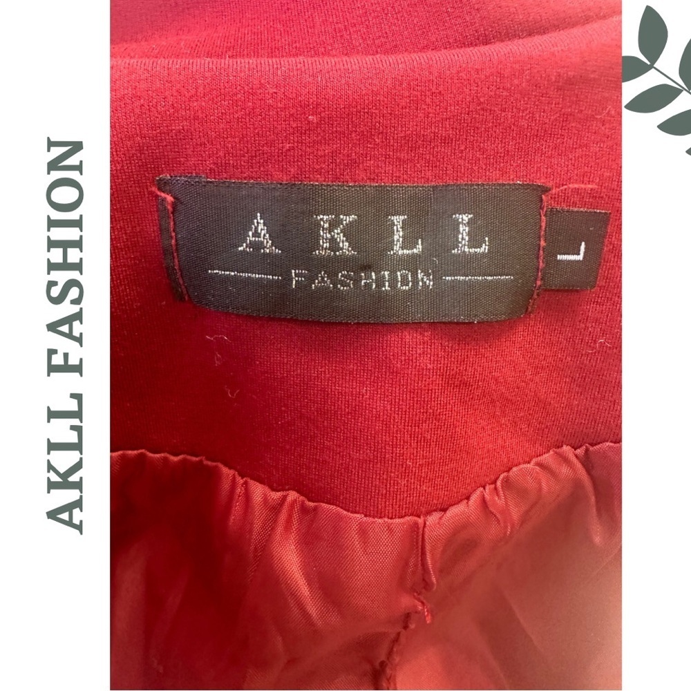 AKLL Fashion Red Moto Trench Jacket Large - Picture 10 of 10